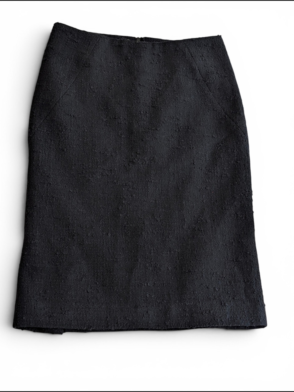 Theory Wool Black Textured Woven Pencil Skirt Size 0 Made In USA